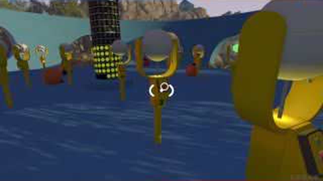 Players restarting through the indexed BIG WALK lamp circle while avoiding marked hazards