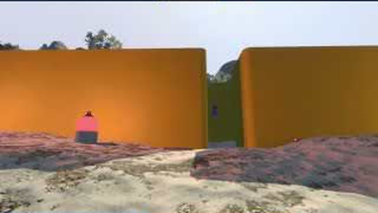 Lit lantern at the rear entrance of the BIG WALK yellow maze
